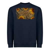 Navy Camouflage Leopard Sunflower Background Heavyweight Sweatshirt - Jasminsmagicworld