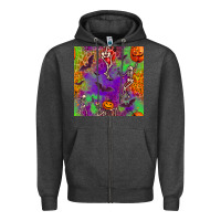 Charcoal Heather halloween party seamless pattern Zipper Hoodie - BundleAndBundleShop