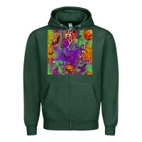 Sports Green halloween party seamless pattern Zipper Hoodie - BundleAndBundleShop