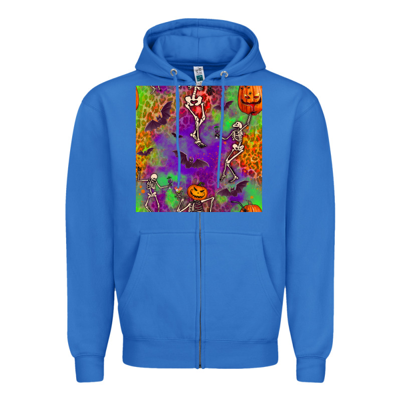 Halloween Party Seamless Pattern Zipper Hoodie by BundleAndBundleShop | Teevron