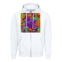 White halloween party seamless pattern Zipper Hoodie - BundleAndBundleShop