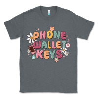 Charcoal Heather phone wallet keys Classic Tee - MaliasSmallBusiness