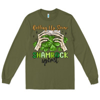 Army Green rolling up some shamrock spirit Long Sleeve Tee - MaliasSmallBusiness