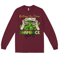 Burgundy rolling up some shamrock spirit Long Sleeve Tee - MaliasSmallBusiness