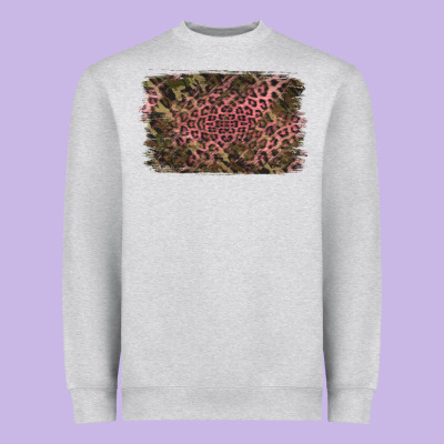 Camouflage Pink Leopard Background Heavyweight Sweatshirt Designed By Jasminsmagicworld