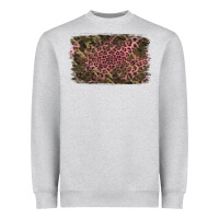 Heather Grey Camouflage Pink Leopard Background Heavyweight Sweatshirt - Jasminsmagicworld
