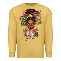Antique Gold July Girl Afro Woman Summer Premium Sweatshirt - texasbilliewilder