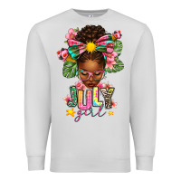 Dove Grey July Girl Afro Woman Summer Premium Sweatshirt - texasbilliewilder