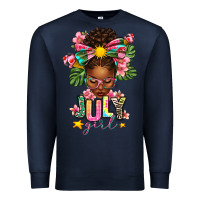 Navy July Girl Afro Woman Summer Premium Sweatshirt - texasbilliewilder