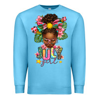 Ocean Blue July Girl Afro Woman Summer Premium Sweatshirt - texasbilliewilder