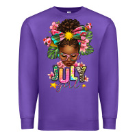 Purple July Girl Afro Woman Summer Premium Sweatshirt - texasbilliewilder