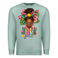 Seafoam July Girl Afro Woman Summer Premium Sweatshirt - texasbilliewilder