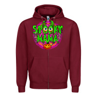 Burgundy spooky mama Zipper Hoodie - BundleAndBundleShop