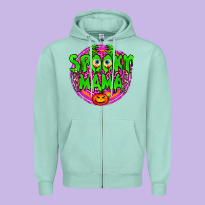 Spooky Mama Zipper Hoodie Designed By Bundleandbundleshop