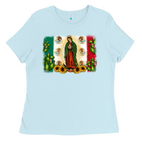 Baby Blue mexican flag our lady of guadalupe Ladies Tee - JahusDesignShop