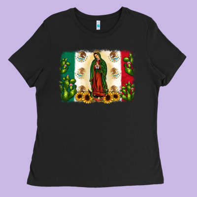Mexican Flag Our Lady Of Guadalupe Ladies Tee Designed By Jahusdesignshop