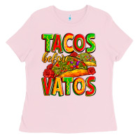 Bubblegum Pink tacos before vatos Ladies Tee - Zillion Design Studio