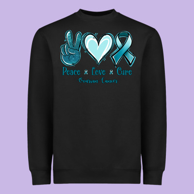 Peace Love Cure Ovarian Cancer Heavyweight Sweatshirt Designed By Jasminsmagicworld