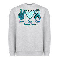Heather Grey Peace Love Cure Ovarian Cancer Heavyweight Sweatshirt - Jasminsmagicworld