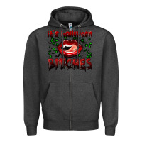 Charcoal Heather it's halloween bitches Zipper Hoodie - BundleAndBundleShop