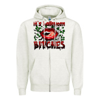 Oatmeal Heather it's halloween bitches Zipper Hoodie - BundleAndBundleShop