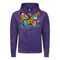 Cloud Purple dreamer with Butterfly and sunflowers Vintage Hoodie - Artiststas