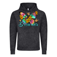 Vintage Black dreamer with Butterfly and sunflowers Vintage Hoodie - Artiststas