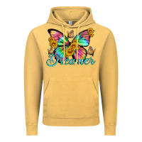 Vintage Mustard dreamer with Butterfly and sunflowers Vintage Hoodie - Artiststas