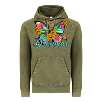 Vintage Olive dreamer with Butterfly and sunflowers Vintage Hoodie - Artiststas