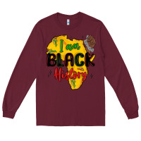 Burgundy i am black history Long Sleeve Tee - MaliasSmallBusiness