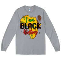 Heather Grey i am black history Long Sleeve Tee - MaliasSmallBusiness