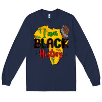 Navy i am black history Long Sleeve Tee - MaliasSmallBusiness