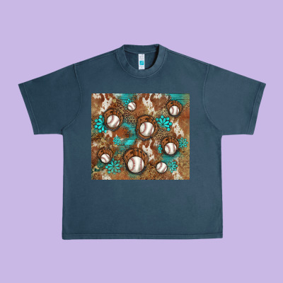 Baseball Turquoise Gemstones Western Patterns Urban Heavy Tee Designed By Barkaloodesign
