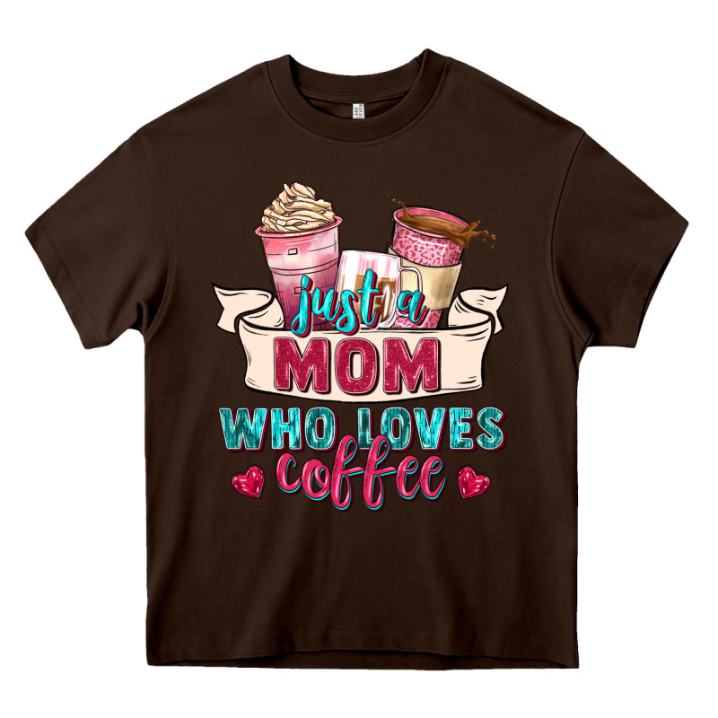 Just A Mom Who Loves Coffee Heavy Core Tee by Zillion Design Studio | Teevron