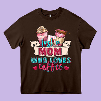 Just A Mom Who Loves Coffee Heavy Core Tee Designed By Zillion Design Studio