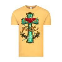 Vintage Mustard cross faith Vintage Tee - BarkalooDesign