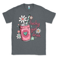 Charcoal Heather lucky girl drink Classic Tee - MaliasSmallBusiness