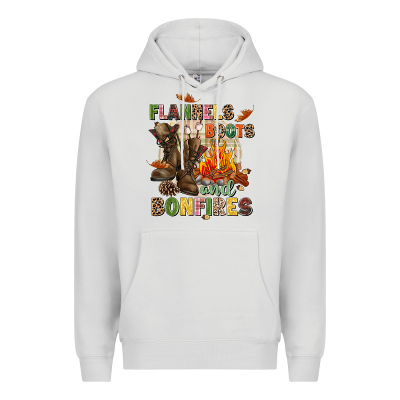 Flannels Boots And Bonfires Premium Hoodie by NancyCooperArtShop | Teevron