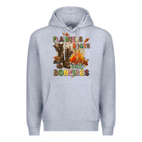Heather Grey Flannels boots and bonfires Premium Hoodie - NancyCooperArtShop