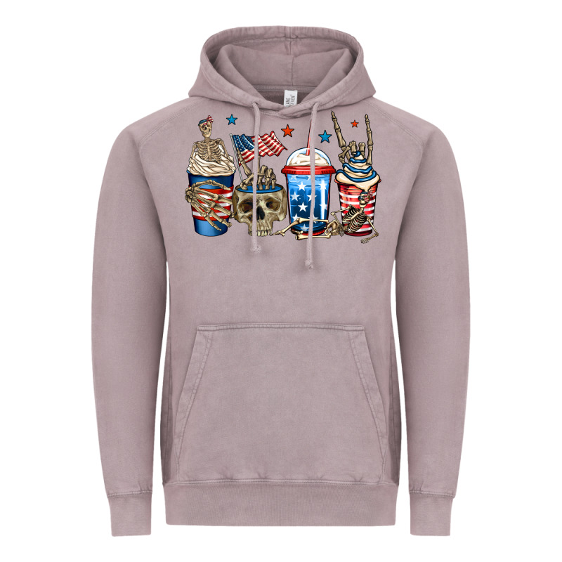 4th Of July Skeleton Coffee Cups Vintage Hoodie by Jasminsmagicworld | Teevron