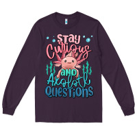 Plum stay curious and axolotl questions Long Sleeve Tee - MaliasSmallBusiness