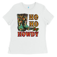 Christmas Cowboy Boots Ho Ho Howdy Ladies Tee | Teevron