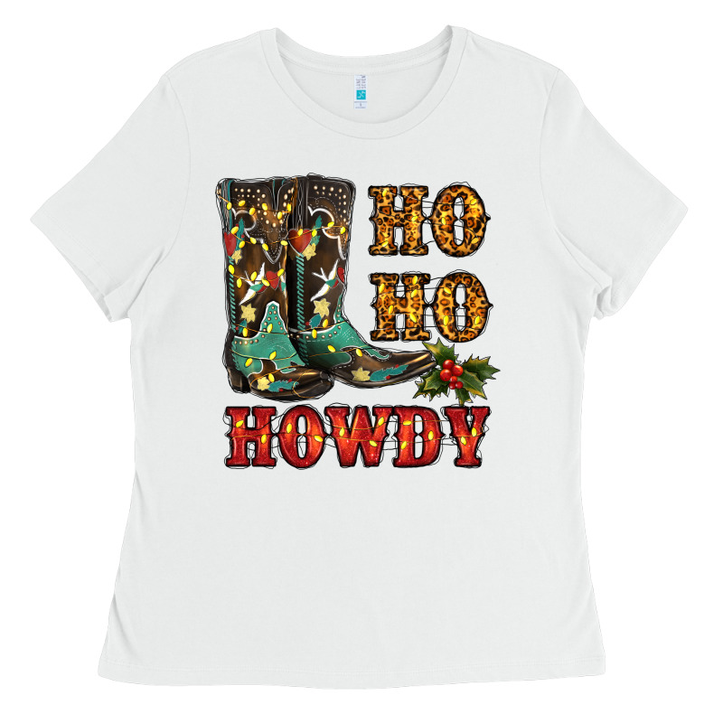 Christmas Cowboy Boots Ho Ho Howdy Ladies Tee by RanaPortraitStore | Teevron
