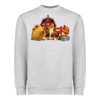 Heather Grey Red Barn Farm Animals Heavyweight Sweatshirt - Jasminsmagicworld
