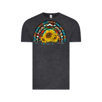 Vintage Black western sunflowers aztec leopard serape  rainbows Vintage Tee - AdoDesignShop