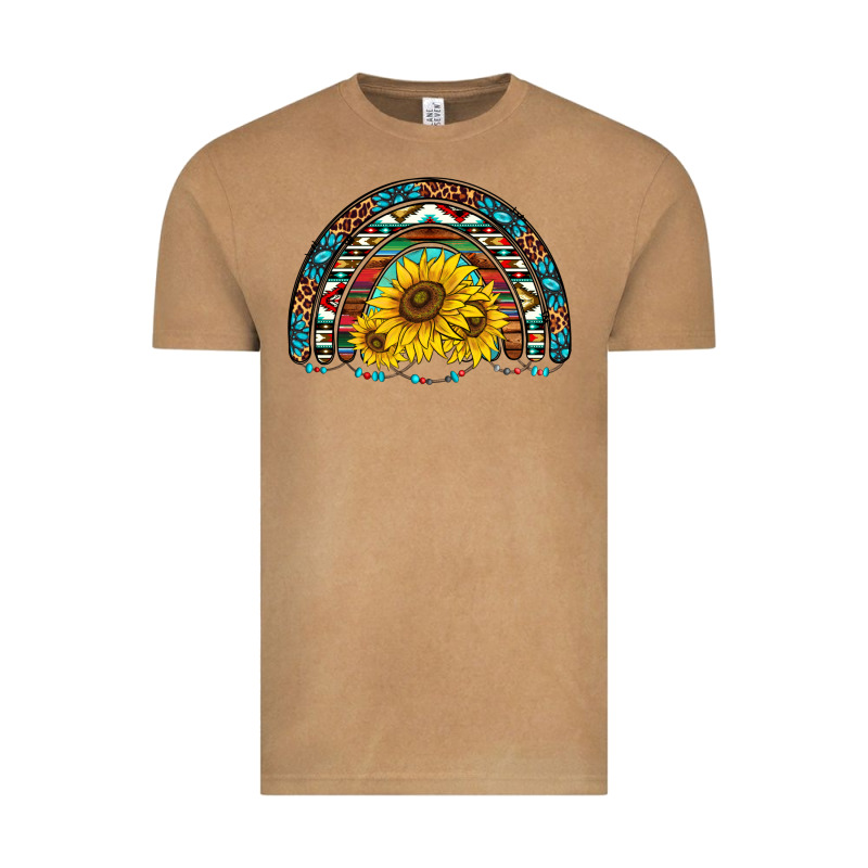 Western Sunflowers Aztec Leopard Serape  Rainbows Vintage Tee by AdoDesignShop | Teevron