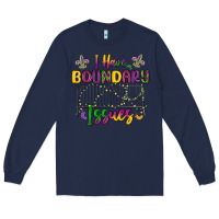 Navy i have boundary issues Long Sleeve Tee - MaliasSmallBusiness