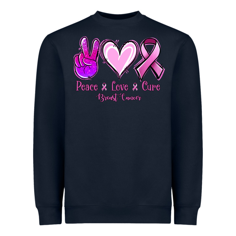 Peace Love Cure Breast Cancer Heavyweight Sweatshirt by Jasminsmagicworld | Teevron