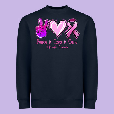 Peace Love Cure Breast Cancer Heavyweight Sweatshirt Designed By Jasminsmagicworld
