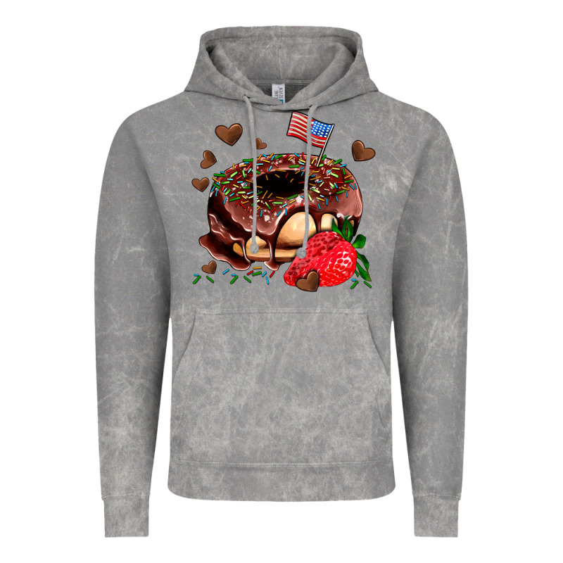 Donut Strawberry And Usa Flag Vintage Hoodie by AdoDesignShop | Teevron